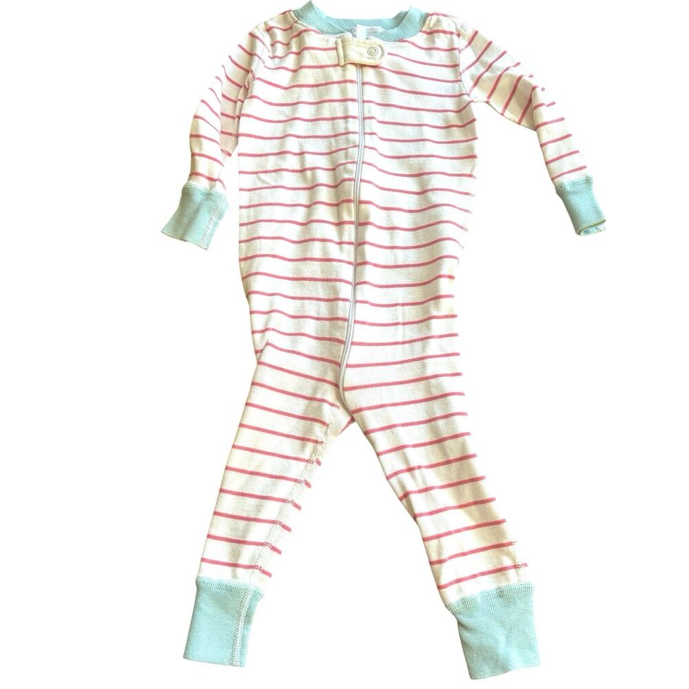 Hanna Andersson Unisex Bodysuit 9-18 Months Pink Blue Striped Organic‎ Cotton